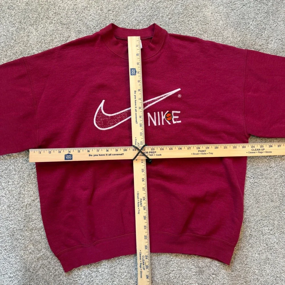 Vintage 90s Nike Basketball Sweatshirt Burgundy Maroon XL Made in USA Fruit Loom